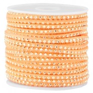  Imitatie suède 3mm met Strass goud Bright coral